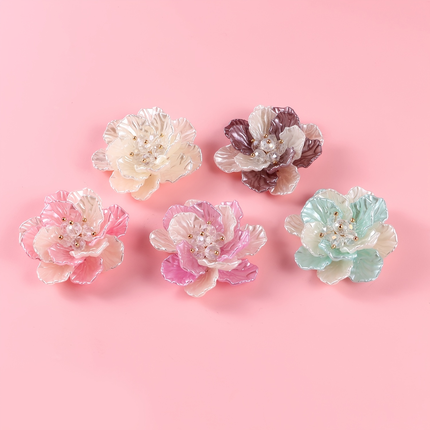 1pc Plastic ABS Pearl Flower Two Tone Accessory